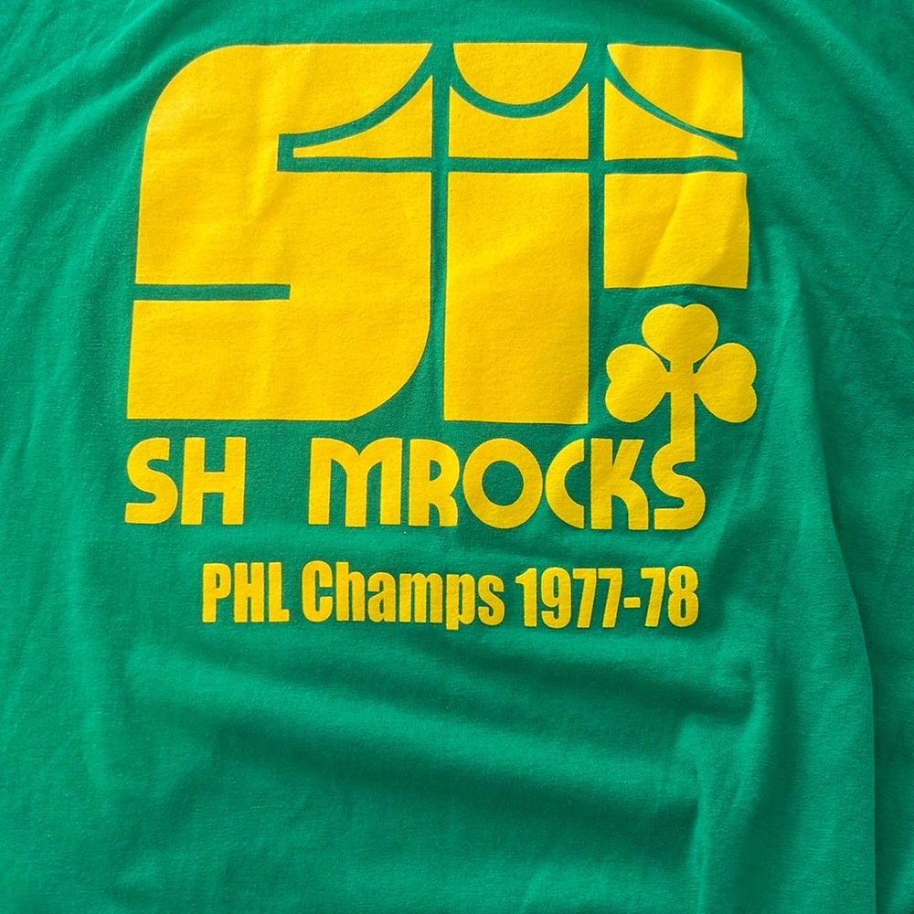E92 Port Authority Green Tee with Yellow Print Sz 3X PHL Champs 77-78